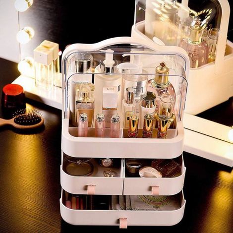 Rangement Maquillage Organisateur Rangement Parfum pour Coiffeuse, Salle de Bain, Chambre, Parfait pour Cadeaux de Noel (Rose) (1/4)