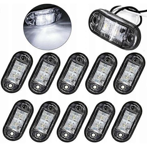 Lot de 10 feux de gabarit à 9 LED blanches 12V/24V pour remorque (1/5)
