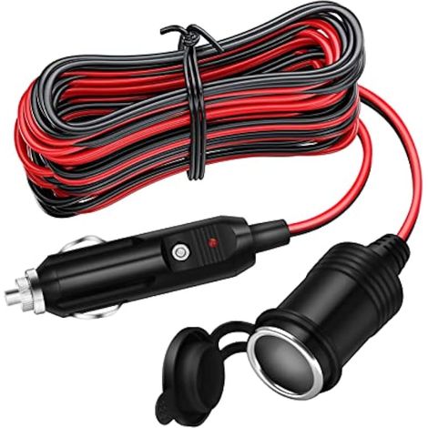 4M Rallonge Allume Cigare,12 V/24 V Prise allume cigare avec Fusible 15A/16 AWG pour Moto,Bateau,Voiture,Camion,pompes de gonflage de pneus, d'aspirateurs de voiture,réfrigérateurs de voiture (4M) (1/4)