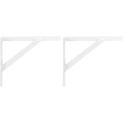 Lot de 2 - Équerre d&39étagère - Console murale - Support en acier blanc pour cuisine salle de bain bureau 25x15cm (1/5)