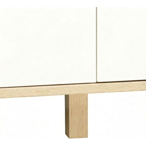 Cassettiera 120x40x76 cm in truciolare e pino, bianca, 6 cassetti, per camera – MEUBLIV (1/5)