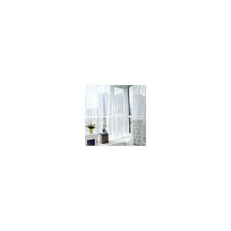 Vintage-Spitzengardinen (2er-Set), leicht und transparent, verziert mit romantischen Blumen und Zweigen. Geeignet für Wohnzimmer, Fenstertüren oder Fenster. Farbe: Weiß mit Wellenmuster. Maße: 140 x 2