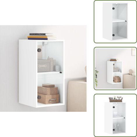 Wandschrank mit Glastüren Weiß 35x37x68,5 cm - Hängeschrank - Wandschrank - Aufbewahrungsraum - Wohnzimmermöbel - Schlafzimmermöbel