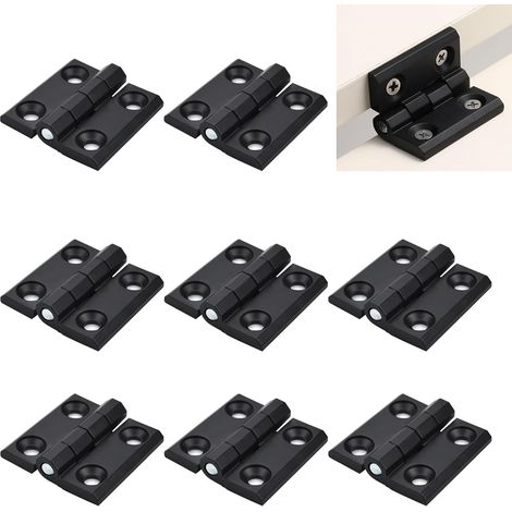 Lntyq Lot de 8 Charnières Pliables 40 mm × 40 mm en Acier Inoxydable Noir, Exterieur Charnière Inox, Trous de Charnière Plats Pliants, pour Meubles de Maison, Armoire, Porte, Tiroir, Boîte en Bois (1/5)