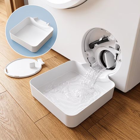 Bac de récupération d'eau pour lave-linge universel, plateau anti-fuite avec guide d'écoulement, bac de vidange domestique blanc pour machine à laver (1/5)