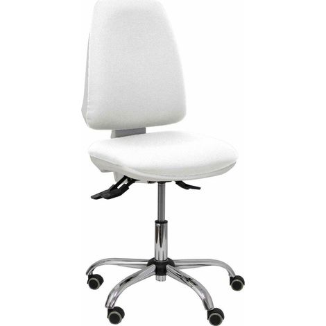 Modelo Elche blanca - Silla de oficina ergonómica con mecanismo asincro, regulable en altura y ruedas de parqué - Base cromada. Asiento y respaldo tapizados en tejido BALI color blanco.