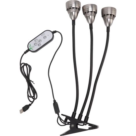 Lumière de croissance LED plein spectre 3 têtes pour plantes d'intérieur, lampe d'appoint à pince USB pour succulentes (1/5)