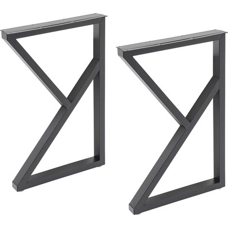 Lot de 2 Pieds de Table en Fer - en Forme de K - en métal - 70 cm - Bricolage - Table à Manger Industrielle - Montage - Pieds de Meubles en métal - pour Table Basse (1/5)