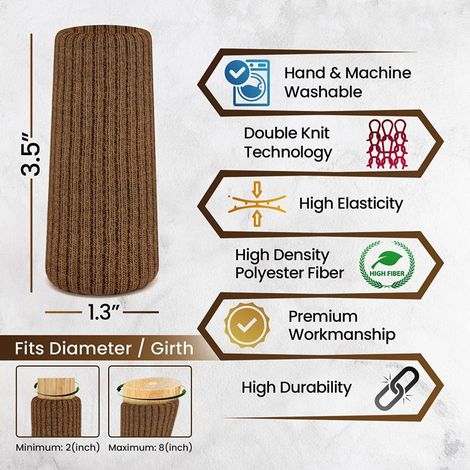 Lot de 24 chaussettes de chaise marron pour parquets, protections élastiques pour pieds de chaise, coussinets antidérapants, faciles à enfiler, compatibles avec toutes les formes de pieds. (1/2)