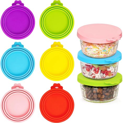 Lot de 6 couvercles hermétiques essentiels pour bocaux – Couvercles conservation des aliments en silicone, réutilisables, extensibles pour le camping (1/5)