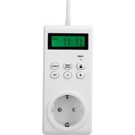 Ortviai Thermostat programmable LCD avec prise sans fil pour chauffage/climatisation – TS-3000, 230 V, 16 A, 3680 W