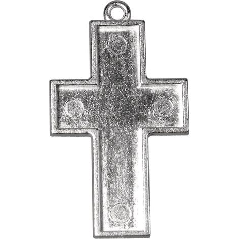 RAYHER - CIONDOLO IN METALLO CON BORDO -FORMA CROCE 33X21MM - COLORE ARGENTO