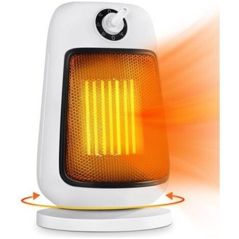 chauffage electrique oscillant à 90°, 2 niveaux de puissance radiateur soufflant ceramique, protection contre la surchauffe et le basculement, radiateur d'intérieur, 1500W Blanc (1/4)