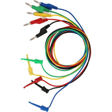 P1045 Lot de 5 fiches bananes empilables de 4 mm et 1 m pour pinces de test et câbles de test de multimètre. Accessoires (1/5)