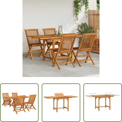 vidaXL Chaise de jardin - Ensemble à manger de jardin 5 pcs Bois de teck massif (1/5)