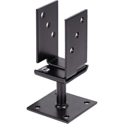 U-Soporte para poste 71x110x70x70mm galvanizado,recubierto de polvo negro para atornillar GAH (1/2)