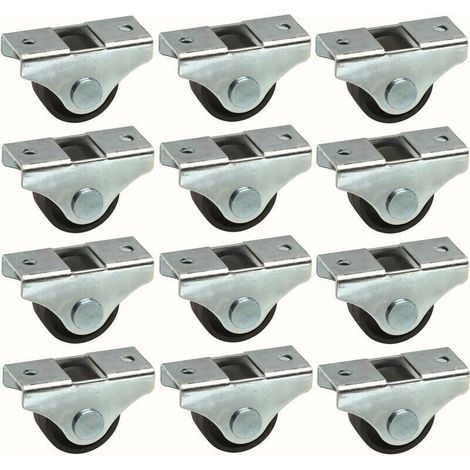 12 Roulettes Universelles pour Meuble – Diamètre 25 mm, Noir, Charge Maximale 30 kg, Convient pour Lit, Chariot, Poubelle, Table et Rangement (1/2)