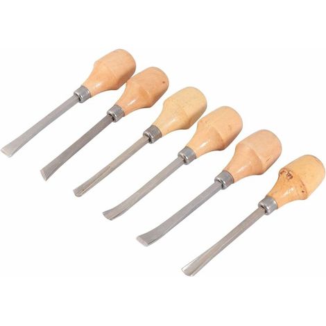 6 Pcs Ciseaux à Sculpture sur Bois Professionnel Poignée en Acier Gouges Outils de Sculpture Ensembles pour Débutants Amateurs Bricolage Travail Du Bois Artisanat Fourniture 130mm