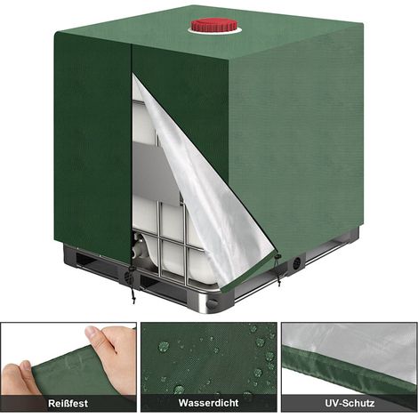 TolleTour IBC Tankabdeckung 210D Oxford-Gewebe, langlebige Schutzhaube für IBC Container, staubdichte Schutzabdeckung für Regenwassertank und Wassertankcontainer, Grün
