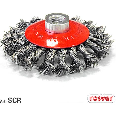 Spazzola Conica a Mazzetti Ritorti - SCR D.120 F.M14 Acciaio - Conf.1pz