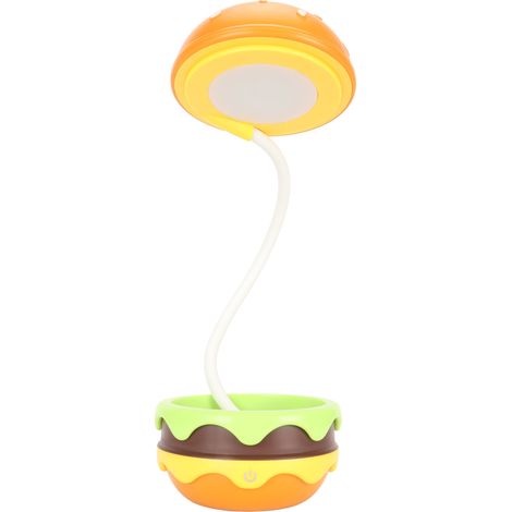 Lampe de lecture pour enfants en forme de hamburger, flexible, à col de cygne, rechargeable par USB, lumière douce et chaude, idéale pour la maison, l'école ou le bureau. (1/5)