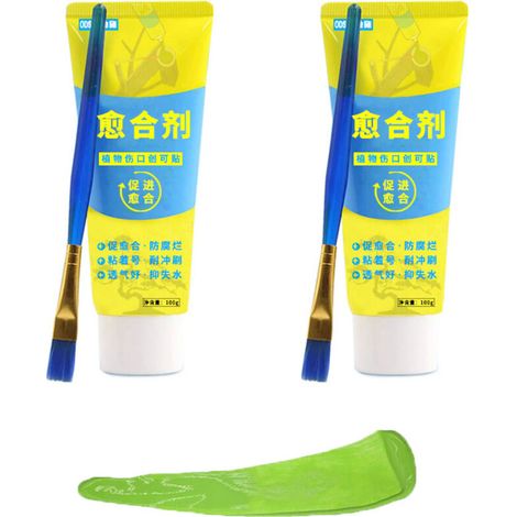 2 Pièces Mastic Cicatrisant Arbre avec Pinceau – Pâte Cicatrisante pour Taille et Greffe Arbre, Protection Tronc et Bonsaï, Vert (1/5)