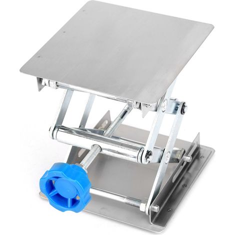 Plateforme élévatrice de laboratoire en acier inoxydable avec support pour ciseaux 100100160 mm (poignée bleue) (1/5)