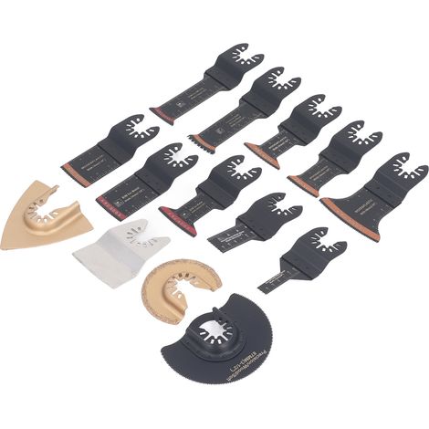 Lame de scie oscillante multifonctionnelle universelle en acier inoxydable HSS (14 pièces) pour bois, métal et plastique. (1/5)