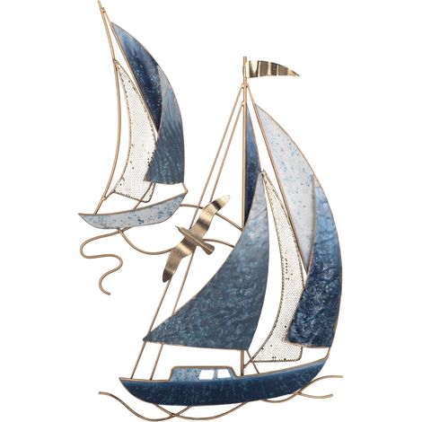 Wanddeko mit maritimem Segelbootmotiv – maritime Dekoration für Zuhause, Büro oder Geschäft – detailreiches Metalldesign