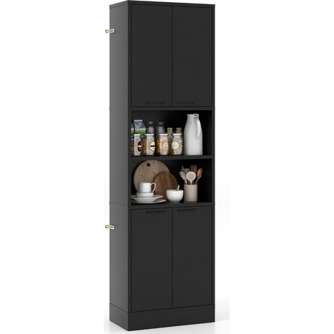 Credenza Armadio dispensa cucina porte ripiani cerniere sicurezza dispositivi anti caduta alto 190cm Nero