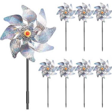 8-teiliges reflektierendes Vogelabwehr-Windmühlen-Set für den Garten, solarbetrieben, geräuschlos und umweltfreundlich (1/4)