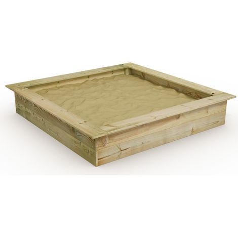 Wickey – Bac à sable en bois imprégné 165 x 165 cm – Rebord d’assise confortable – Résistant aux intempéries – Pour jeux en extérieur