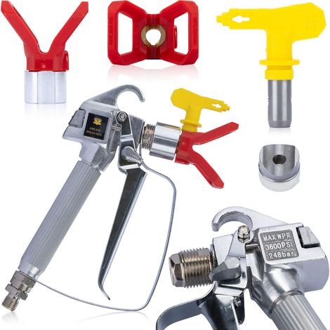 Rosfix Set Farbspritzpistole 517 – 248 bar, 1/4" Anschluss, 7/8" Düsenkopf  Mit Düse & Düsenhalter  Für Graco, Wagner, Titan  Zubehör für Airless Farbspritzgeräte