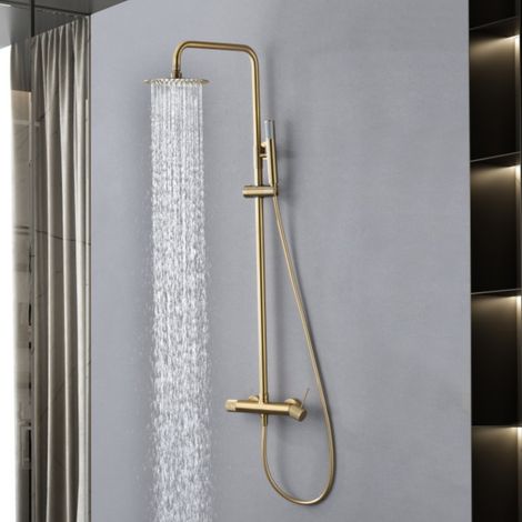 Imex - Columna Ducha Monomando con Grifo Dorado Serie Line