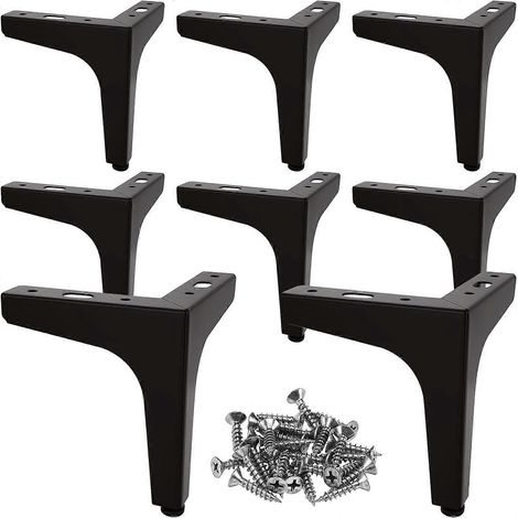 8 pieds de meubles en métal noir, pieds de canapé noirs de 10 cm, pieds de meubles en métal, adaptés aux canapés, tables, lits, armoires. (1/5)