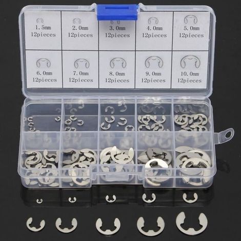 Anelli elastici esterni - Non specificati - 120 pezzi - Acciaio inossidabile - 1,2-10 mm - Resistenti alla corrosione (1/4)