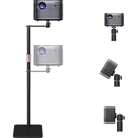 Support de projecteur, pivotant à 360°, hauteur réglable de 85 à 130 cm, tige de support en métal épaisse, base en métal stable, charge jusqu'à 5 kg, mini support de sol pour projecteur (1/5)