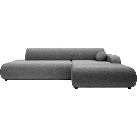 BORDILLA - Canapé d'angle convertible tissu chenille 4 places Gris foncé Gauche (1/5)