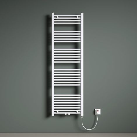 Mai & Mai Radiatore Piatto 160x50cm con Elemento Riscaldante 800W, Radiatore Scaldasalviette Termoarredo da Bagno Riscaldamento Elettrico o da Acqua Calda RHE in Acciaio, Bianco