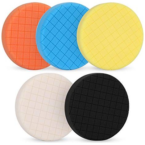 Kit de 5 disques de polissage de 5 pouces, disques en éponge profilés pour l'application de pâte à polir, l'amélioration de la brillance et le cirage, compatibles avec les plateaux de support standard
