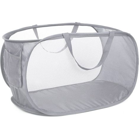 Panier à linge pliable et résistant, panier à linge pop-up en latérales, panier de rangement avec poignées renforcées, gris.