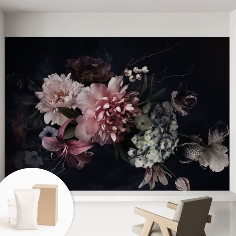 Papier peint intissé avec imprimé pour décoration intérieure pour rénovation a motif - Colle incluse gratuite Composition florale 152x104 cm (1/5)
