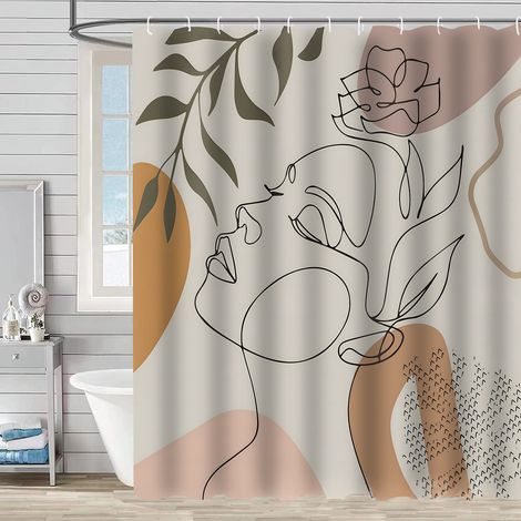 Cortina de ducha bohemia de 180 cm, impermeable, resistente a las manchas, con ojales para baño.