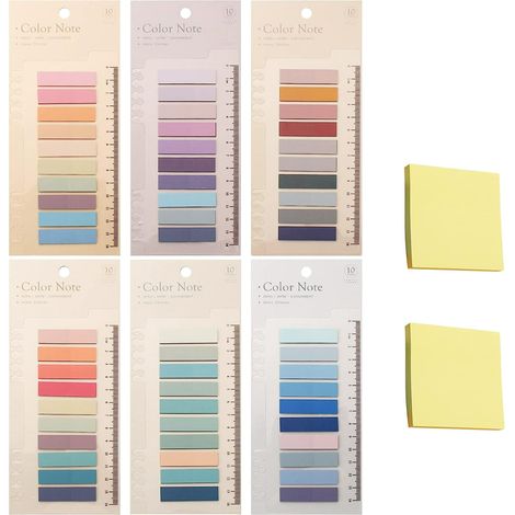 Lot de 1200 onglets adhésifs repositionnables, marque-pages colorés pour livres, notes miniatures autocollantes, séparateurs de pages avec règle, feuilles adhésives pour organisation, set de 1200 étiq (1/5)