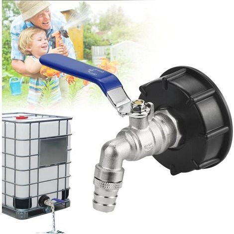 IBC Tank Ablaufadapter S60x6 Ventilhahn 3/4'' IBC Tank Hahnadapter Tankadapter Wassertankadapter Kugelhahn (1/4)