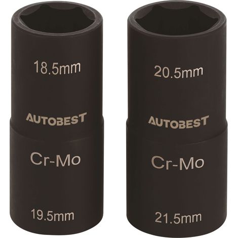 Jeu de 2 douilles à choc Autobest Spécial jantes ford carré 1/2 - Acier Chrome Molybdène