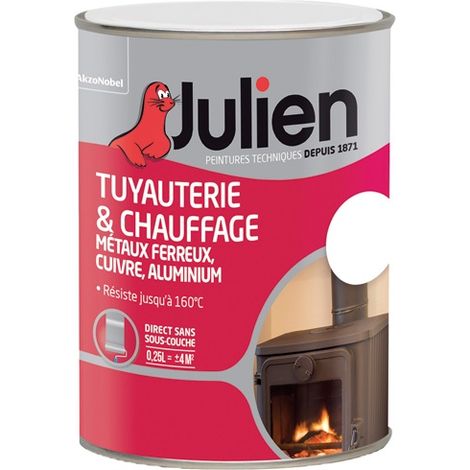 Peinture haute température 250 ml blanc brillant – Résistance jusqu’à 160 °C – Application directe sans primaire – Pour tuyauterie et chauffage – Julien (1/5)