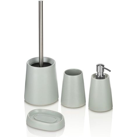 Bad-Accessoires-Set 4-tlg. aus mattgrauer Keramik Brooklyn