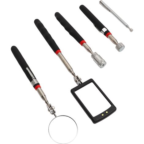 Outil de ramassage télescopique, pince magnétique, miroir d'inspection circulaire télescopique, LED carrée, tige de 15 lb, 8 lb et 1,5 lb (1/5)