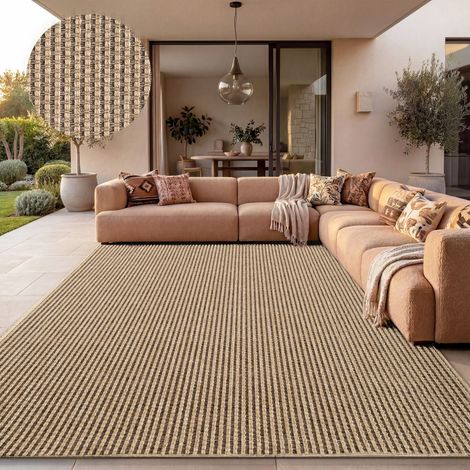 Paco Home Alfombra Interior Exterior Terraza Balcón Intemperie Lisa Estructura 160x230 cm, Beige 4